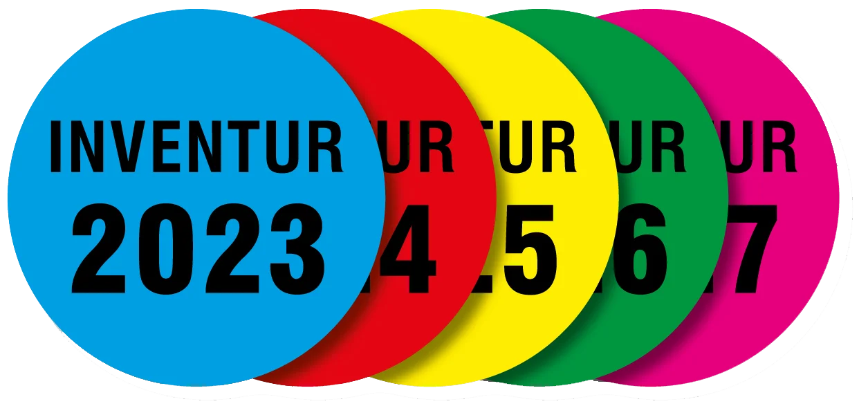 Inventur-Etiketten in verschiedenen Farben